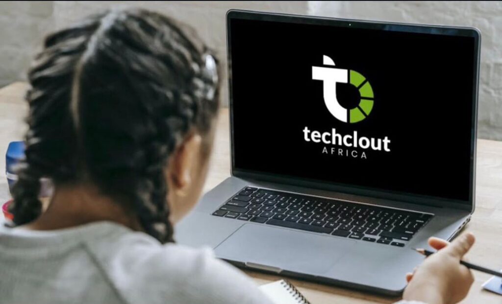 A lady viewing laptop
